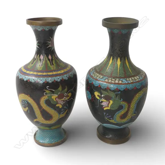 NEAR PR CLOISONNE VASES H.230mm