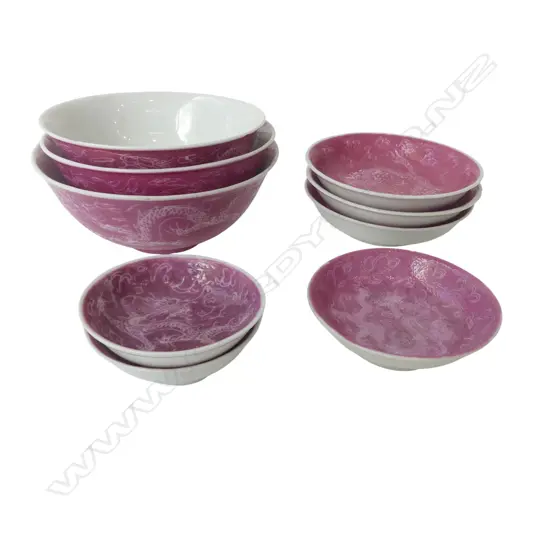 CHINESE PINK GLAZE BOWL SET Dia.125mm