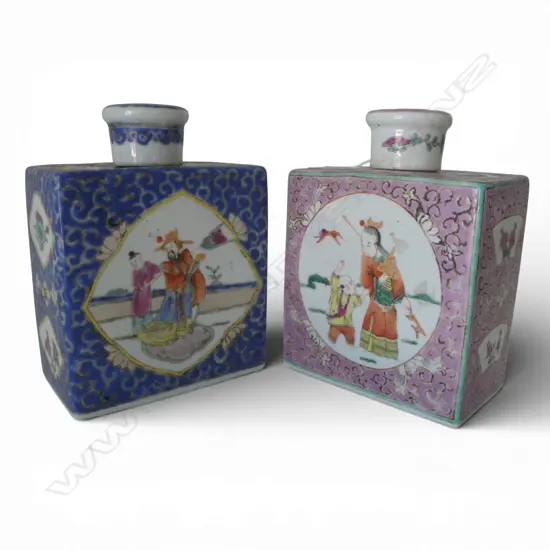 PR ORIENTAL PORCELAIN TEA CADDIES (HOLES DRILLED TO LIDS & BASES) H. 175MM