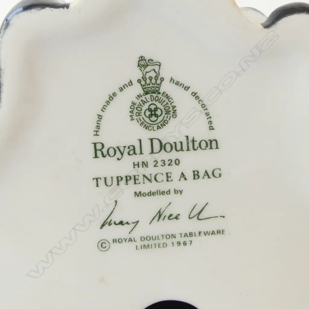 2 ROYAL DOULTON FIGURES 'TUPPENCE A BAG' & 'THE RAG DOLL SELLER'. H.180mm Image 1++