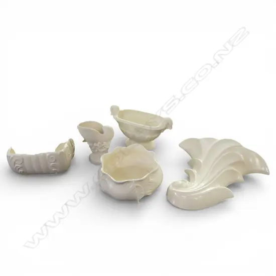 6 PCES ENGLISH CREAM GLAZE POTTERY faults