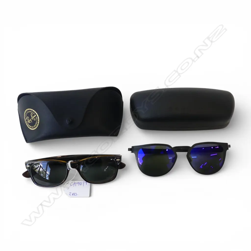 2 PRS SUNGLASSES; OAKLEY, RAY BAN Image 1++
