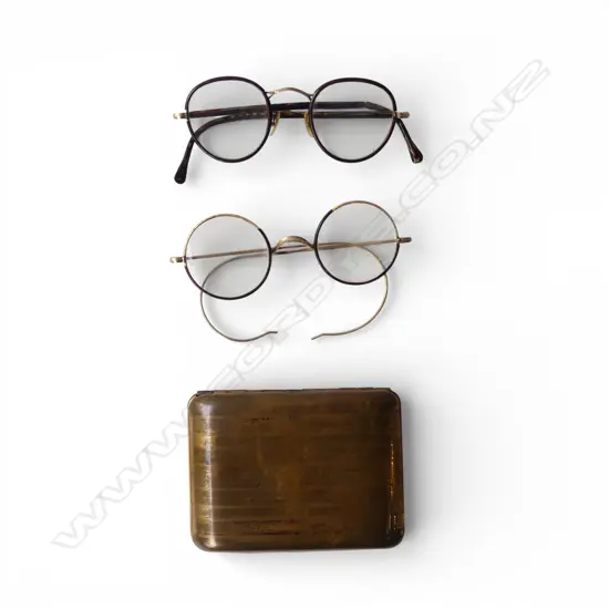 2 PRS VINTAGE FOLDING GLASSES + CIG. CASE 
