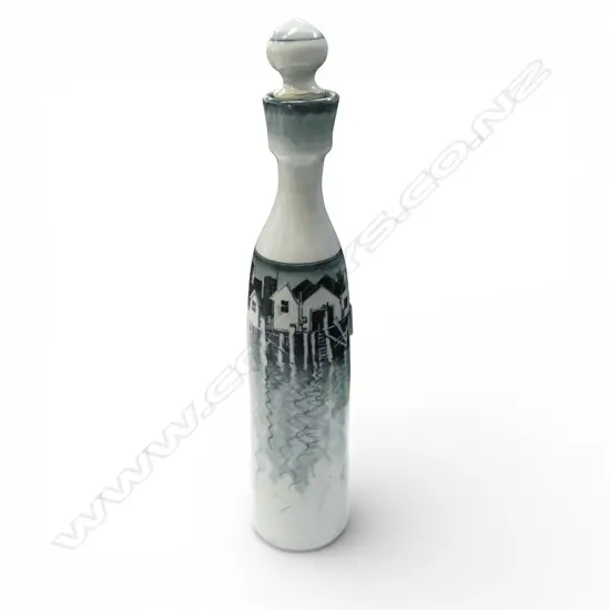 ROGER BAGSHAW NZ(Wellington) STUDIO POTTERY B&W BOTTLE VASE H.450mm