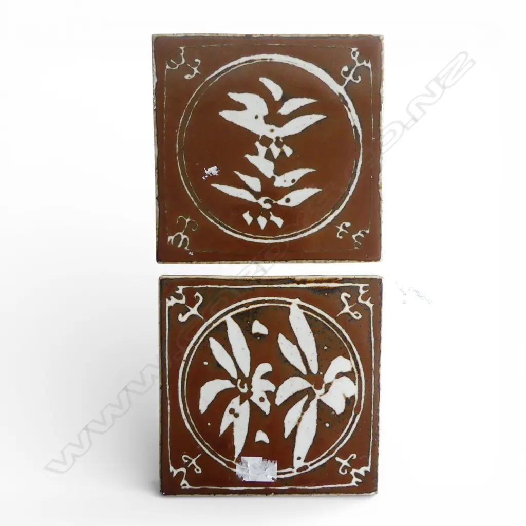 2 GLAZED POTTERY TILES 220x220mm Image 1++