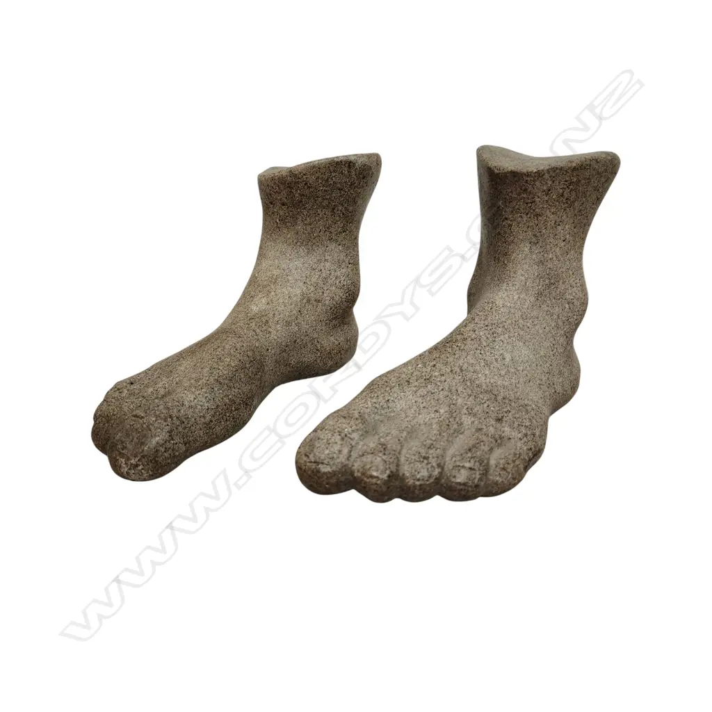 PAIR OF RESIN COMPOUND FOOT SCULPTURES, ROMAN STYLE, FROM A MOULD, (130x200mm) Image 1++