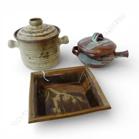 3 PCES N.Z. STUDIO POTTERY Incl. PETER STICHBURY & KNUCKEY W.235mm