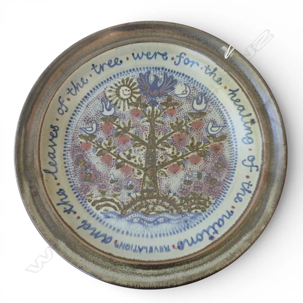 PHOENIX POTTERY WALL DISH HANDPAINTED by JULL TOTTY Dia.440mm Image 1++