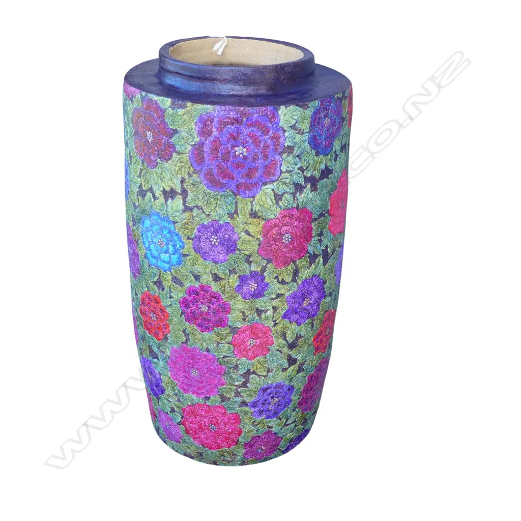 TALL COLOURFUL POTTERY FLOOR VASE 530 x 280mm Image 1++
