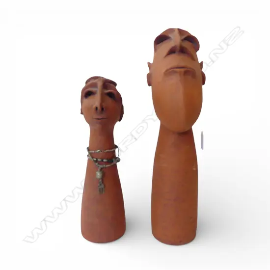 2 N.Z. STUDIO POTTERY BUSTS potters mark to base H.420mm