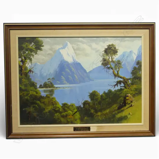 R. FRANKLYN 'MILFORD: MITRE PEAK, LION, ELEPHANT, SOUTHERN LAKES DISTRICT' OIL ON BOARD, SIGNED & DATED '77 500x700mm