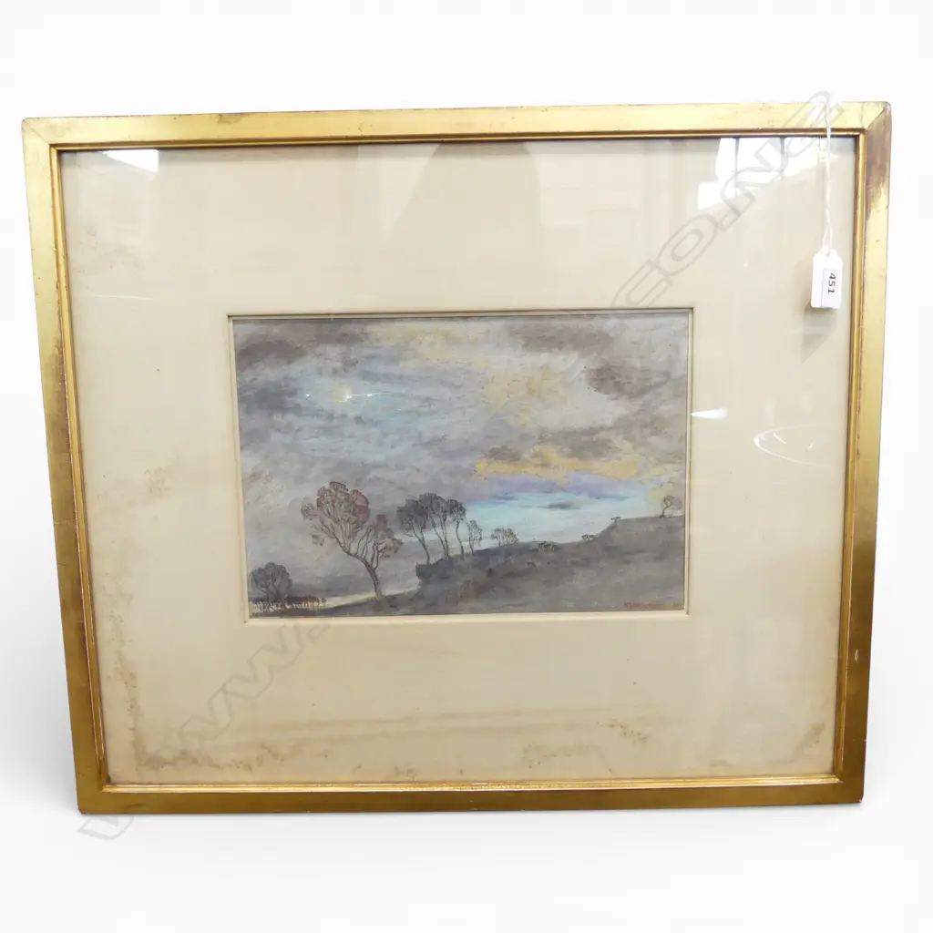 WILLIAM SHACKLETON, TWILIGHT ON THE HILLS, OIL ON CARD, 185x275mm mount foxed Image 1++