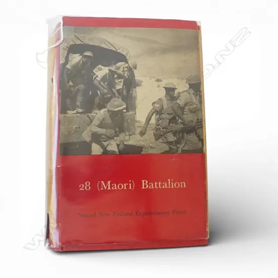 RARE COPY OF THE OFFICIAL HISTORY OF N.Z. IN WWII - 28 MAORI BATTALION 2nd Ed. 1957 dust cover worn, plastic sleeve