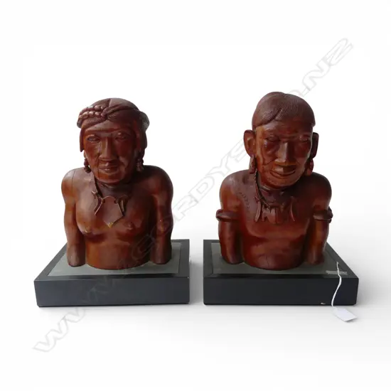 PR CARVED WOOD BUSTS females pendant with loss