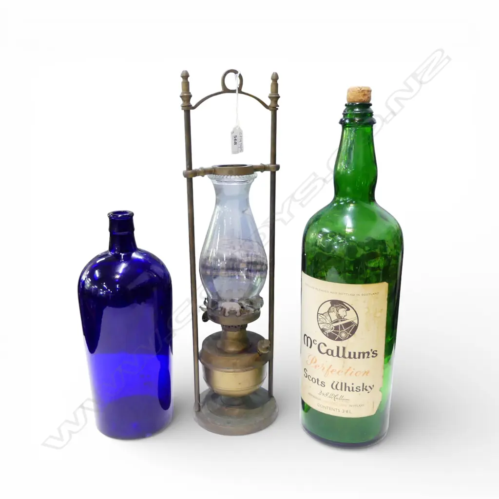 2 LG GLASS BOTTLES + KEROSENE LANTERN H.500mm Image 1++