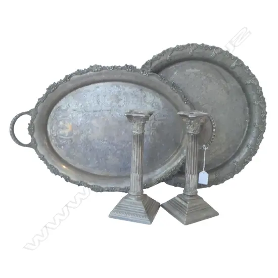 PR EP COLUMN CANDLESTICKS H.240mm + 2 EP TRAYS W.535mm