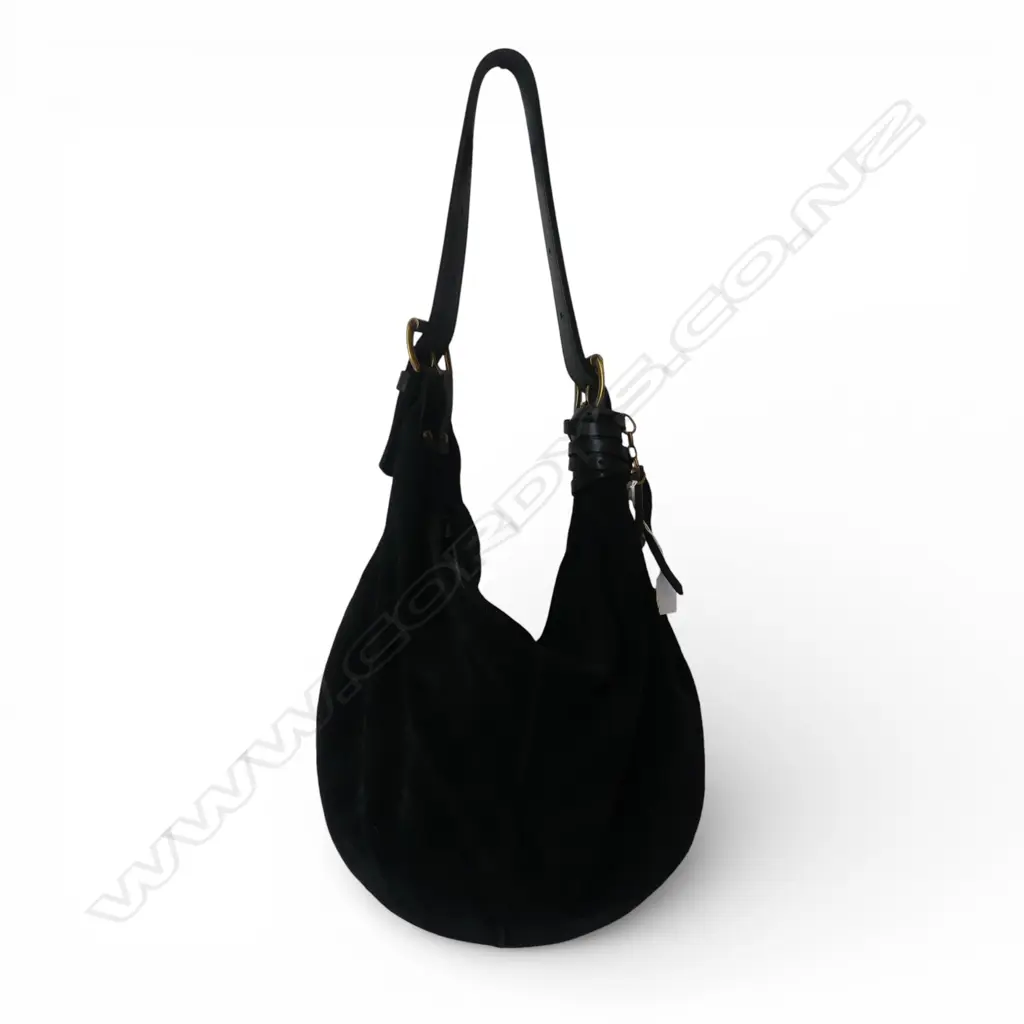 DEADLY PONIES BLACK LEATHER HAND BAG W.450mm Image 1++