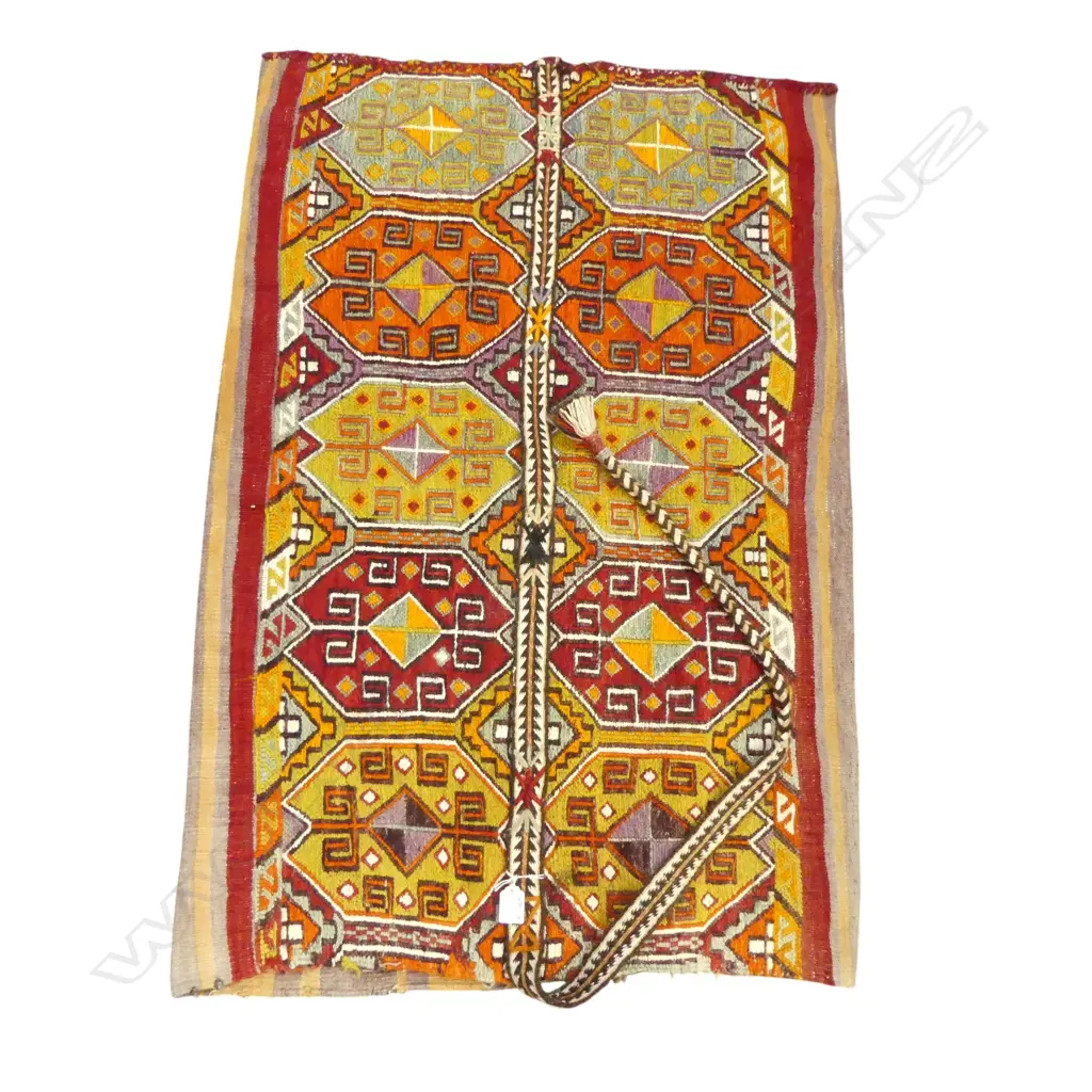 VINTAGE TRIBAL PERSIAN GRAIN BAG geometric designs in strong colours 1050 x 700mm Image 1++