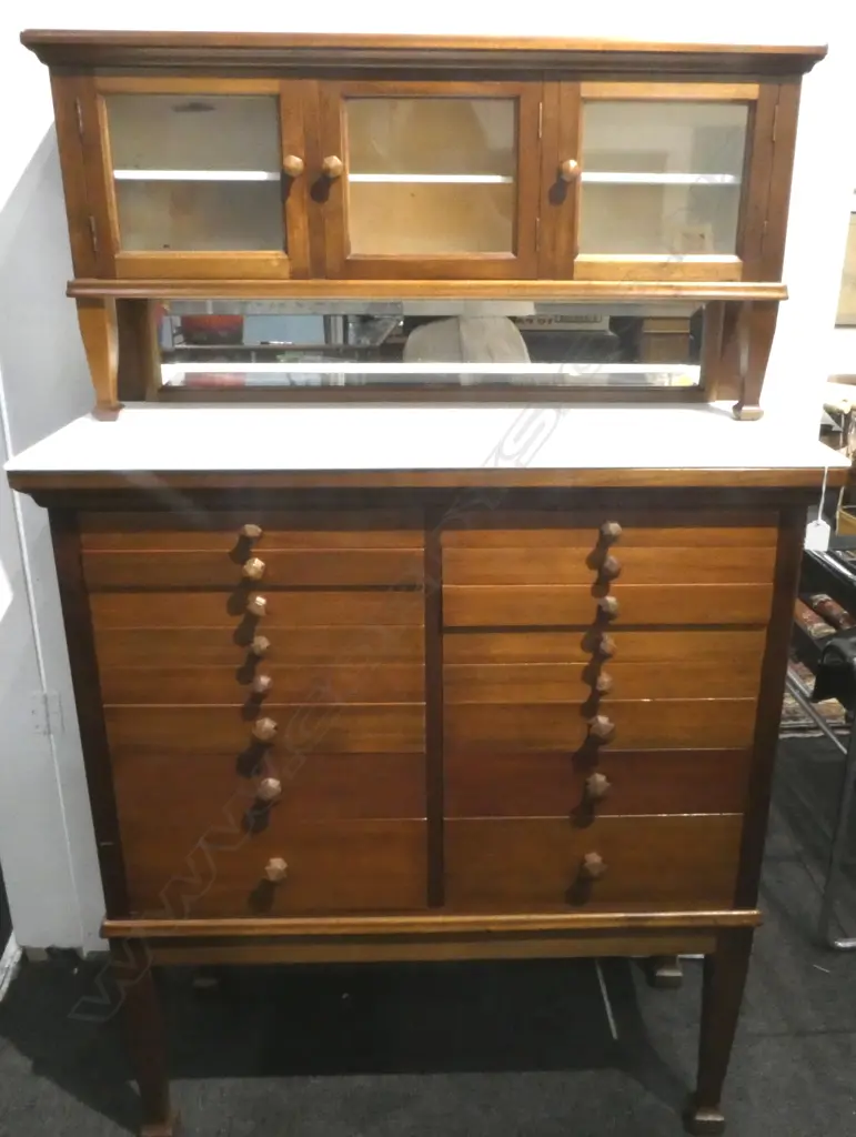 VINTAGE DENTISTS CABINET with 16 assorted drawers some fitted 915x365x1480mm Image 1++