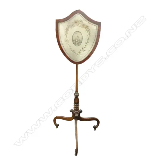 REGENCY MAHOGANY POLE SCREEN, FAULTS H.1480mm