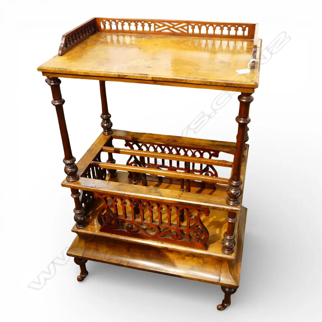 VICTORIAN WALLNUT CANTERBURY 610x405x980mm Image 1++