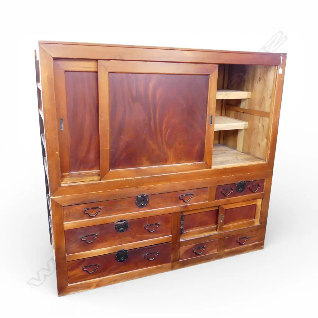 LARGE TWO PART TANSU CHEST 1810x760x1720mm Image 1++