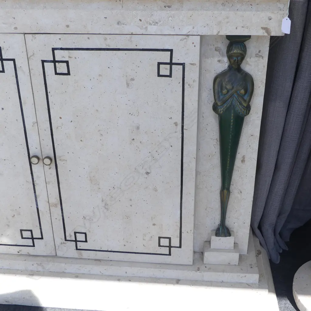 MODERN CLASSIC MARBLE LOOK SIDEBOARD 2440x500x825mm Image 1++