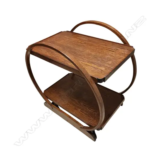 ART DECO TWO-TIERED OAK DRINKS OR TEA TROLLEY,1930S TO 1940S (750x450mm)