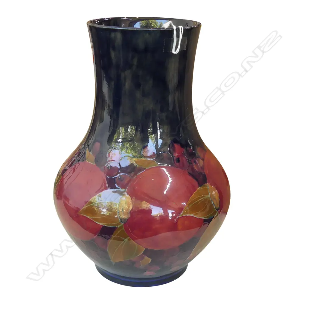 LG MOORCRAFT POMEGRANATE DECORATED VASE with early green signature H.270mm Image 1++