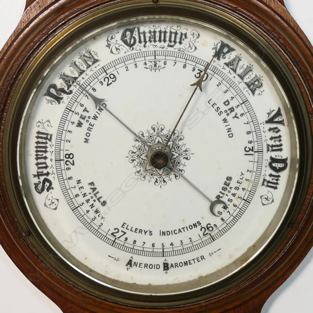 EARLY 20thC OAK 'BANJO' WALL BAROMETER H.890mm Image 1++