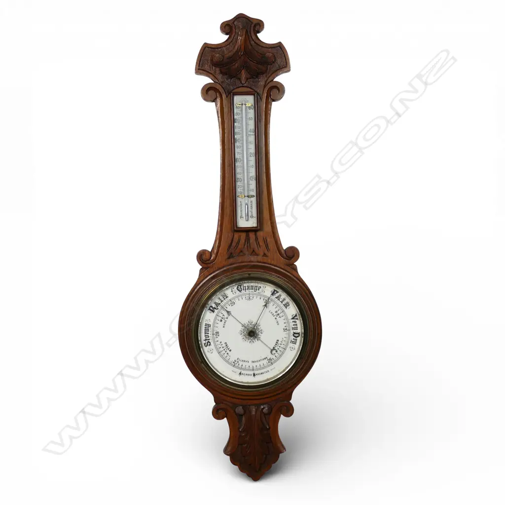 EARLY 20thC OAK 'BANJO' WALL BAROMETER H.890mm Image 1++