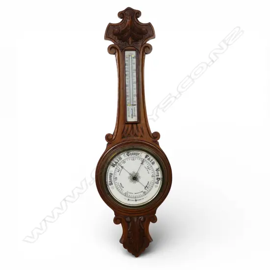 EARLY 20thC OAK 'BANJO' WALL BAROMETER H.890mm