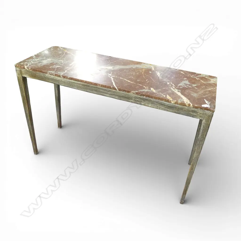 FRENCH MARBLE TOPPED CONSUL TABLE 1120x400x700mm small corner chips Image 1++