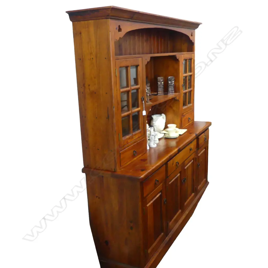 CONTEMPORARY DUTCH STYLE DRESSER 2000 X 1940MM (MINOR DAMAGE TO TOP PEDIMENT AND SCRATCHES ON SURFACE) Image 1++