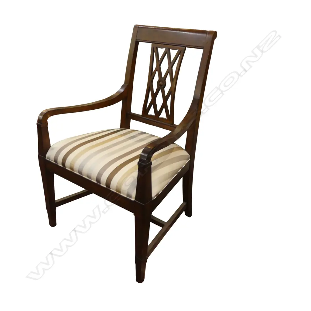 ETHAN ALLEN 'SANDERS' DOUBLE PEDESTAL EXTENSION DINING TABLE & 6 CHAIRS (2 CARVERS) 2440x1170x750mm Image 1++