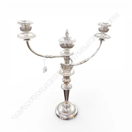19thC OLD SHEFFIELD PLATE CANDELABRA H.530mm Provenance: Ex. the collection of a titled Auckland Lady H.550mm