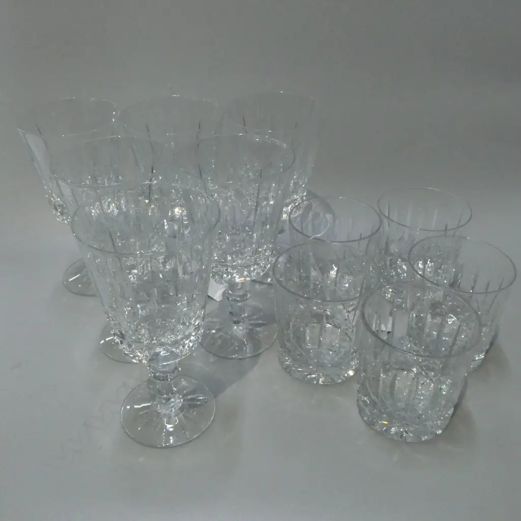 SIX CUT CRYSTAL STEMMED GLASSES PLUS FIVE TUMBLERS (ACID ETCHED SIGNATURE) Image 1++