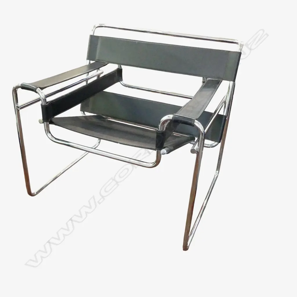 c.1980's WASSILY CHAIR black leather & chrome. Purchased New York Image 1++