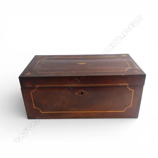 GEORGIAN INLAID MAHOGANY DEED BOX L430 H190MM