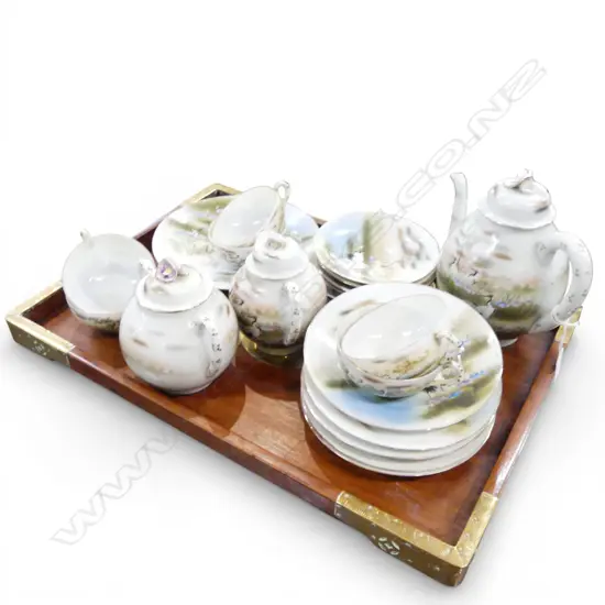 ORIENTAL TEA SET ON TRAY 375x540mm