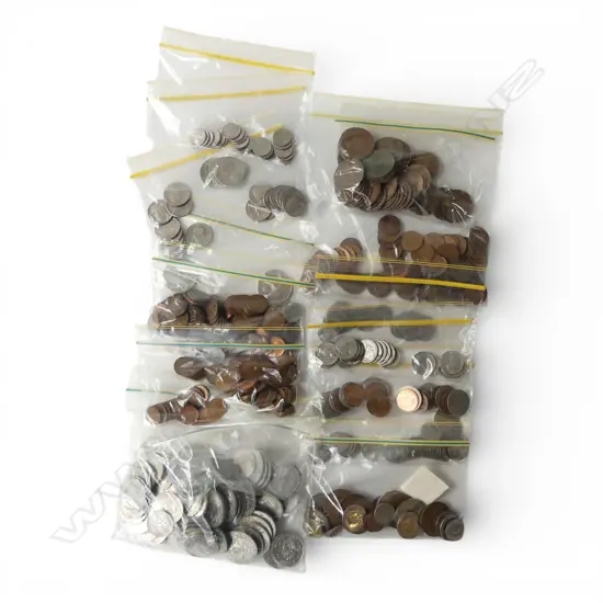 ASST. 20thC COINS; FRENCH POLYNESIA, SINGAPORE, U.S.A., N.Z. & AUSTRALIA