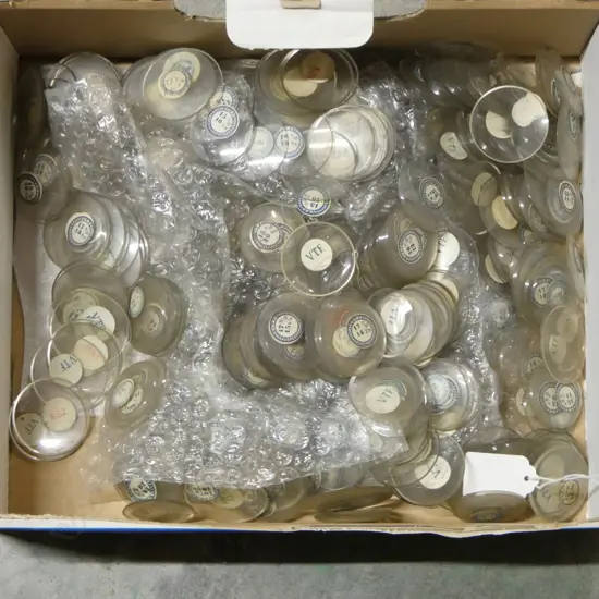 BOX OF WATCH GLASSES & BOX WATCH PARTS ETC