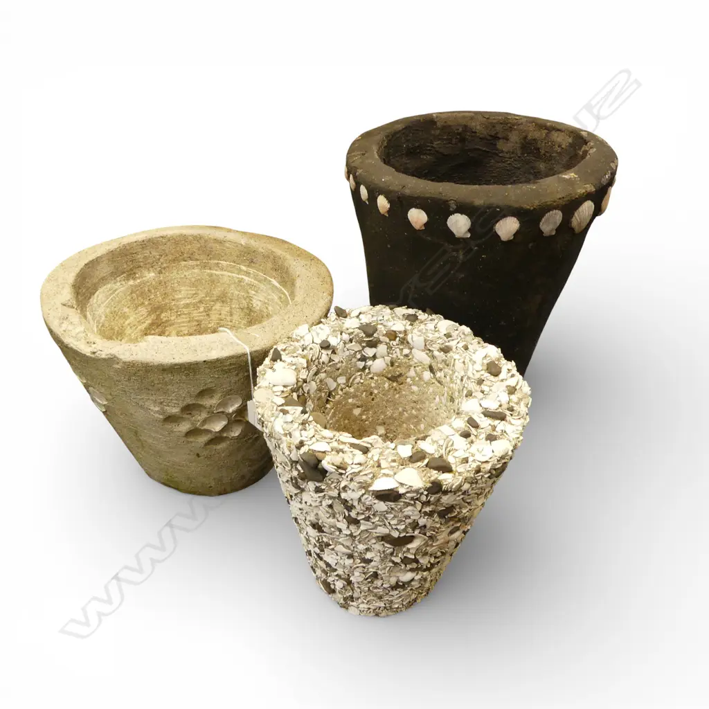 3 MYFANWY REES PLANT POTS (AUCKLAND EARLY 1990s) H.400mm Image 1++