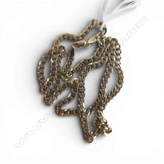 10ct YELLOW GOLD flat curb link NECK CHAIN. L.440mm. 5.5gms