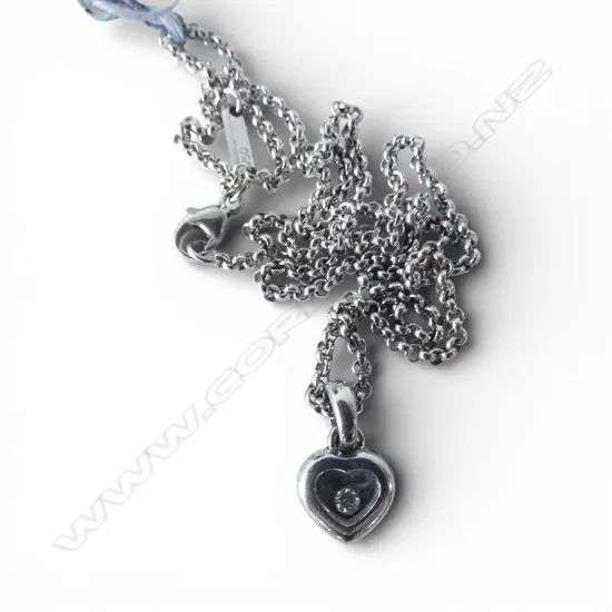 BOXED CHOPARD 18ct WHITE GOLD NECKLACE diamond set to heart pendant 9.47gms
