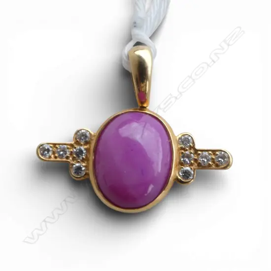 18ct yellow GOLD STAR PINK SAPPHIRE & 10 DIAMOND PENDANT 2.5gms