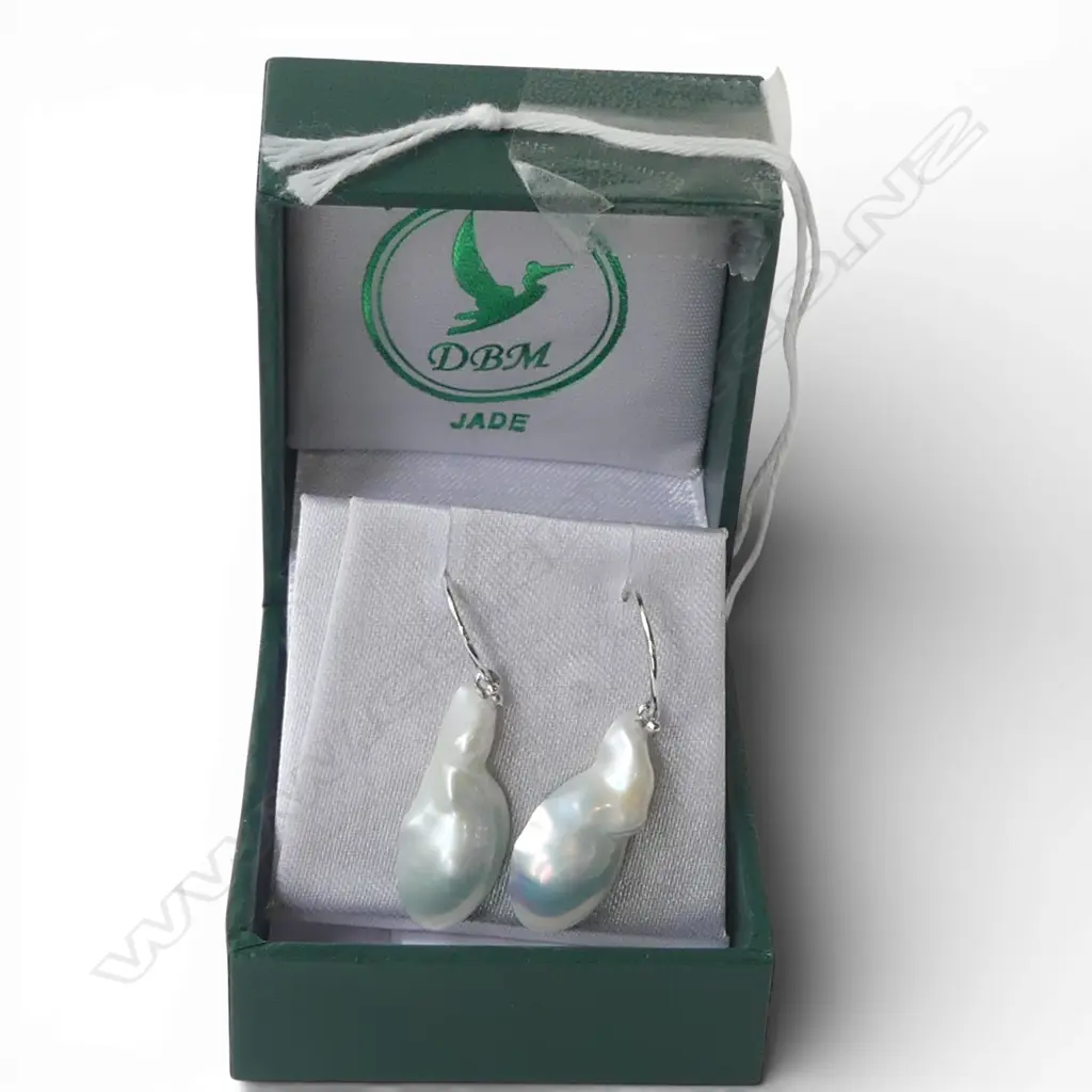 PR 14ct FRESHWATER SOUFFLE PEARL w APATITE INSET EARRINGS Image 1++