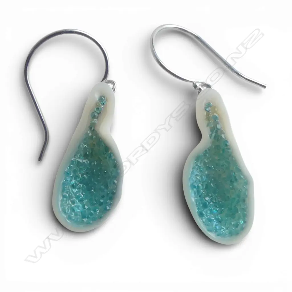 **RTV** PR 14ct FRESHWATER SOUFFLE PEARL w APATITE INSET EARRINGS Image 1++