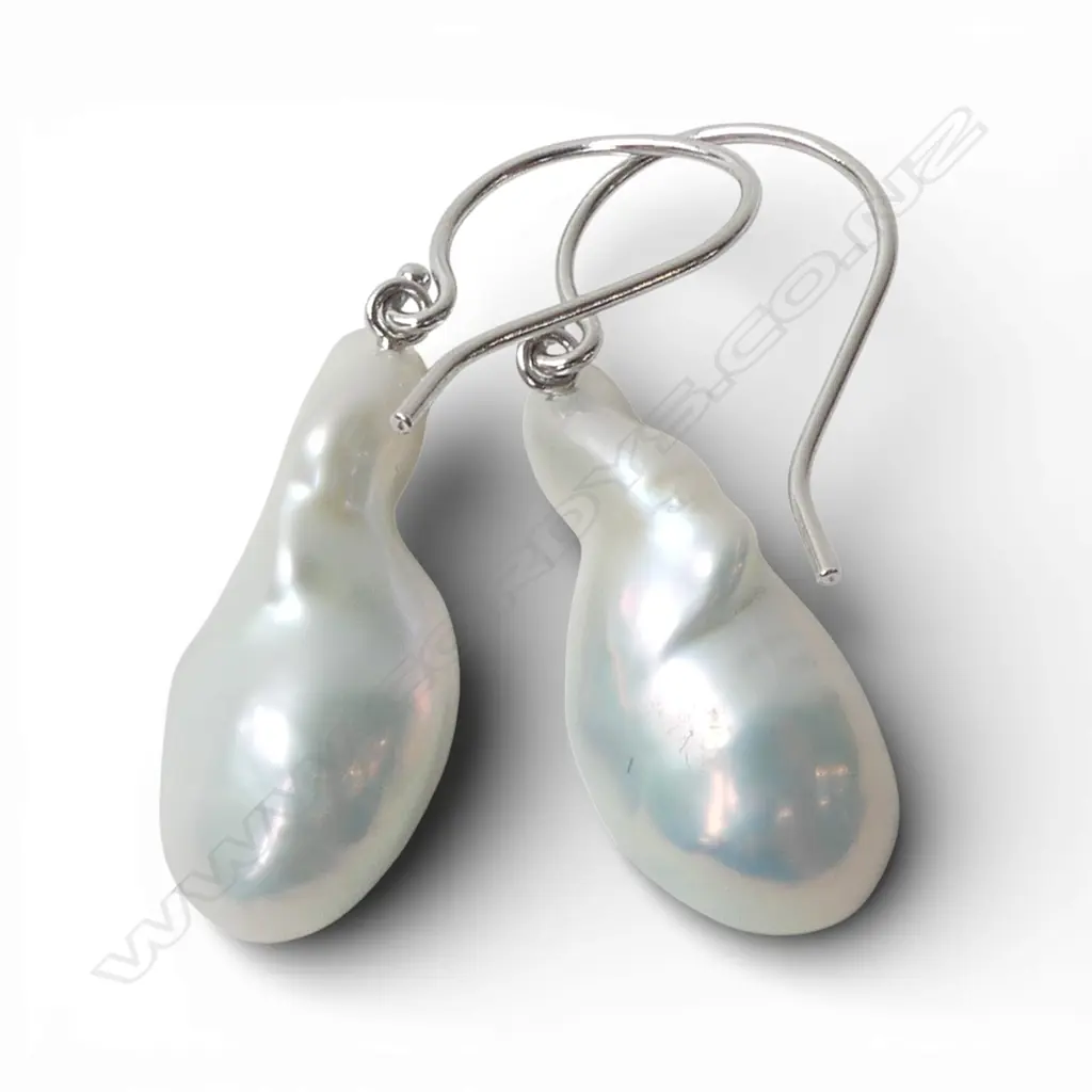 PR 14ct FRESHWATER SOUFFLE PEARL w APATITE INSET EARRINGS Image 1++