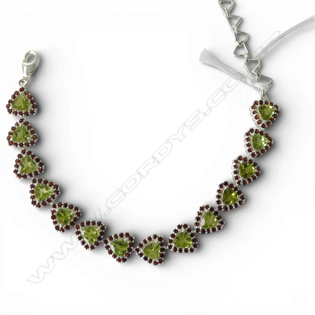 SILVER PERIDOT & GARNET BRACELET Image 1++